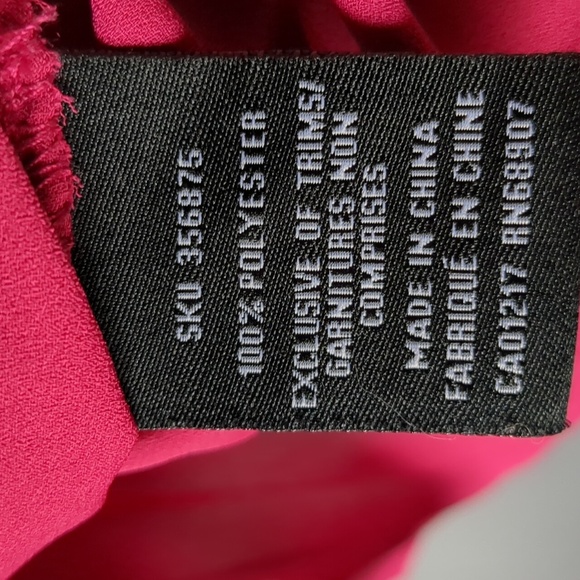 Le Chateau Blouse Women's Medium Pink Red Button Down Sheer Barbiecore Feminine - Picture 7 of 8